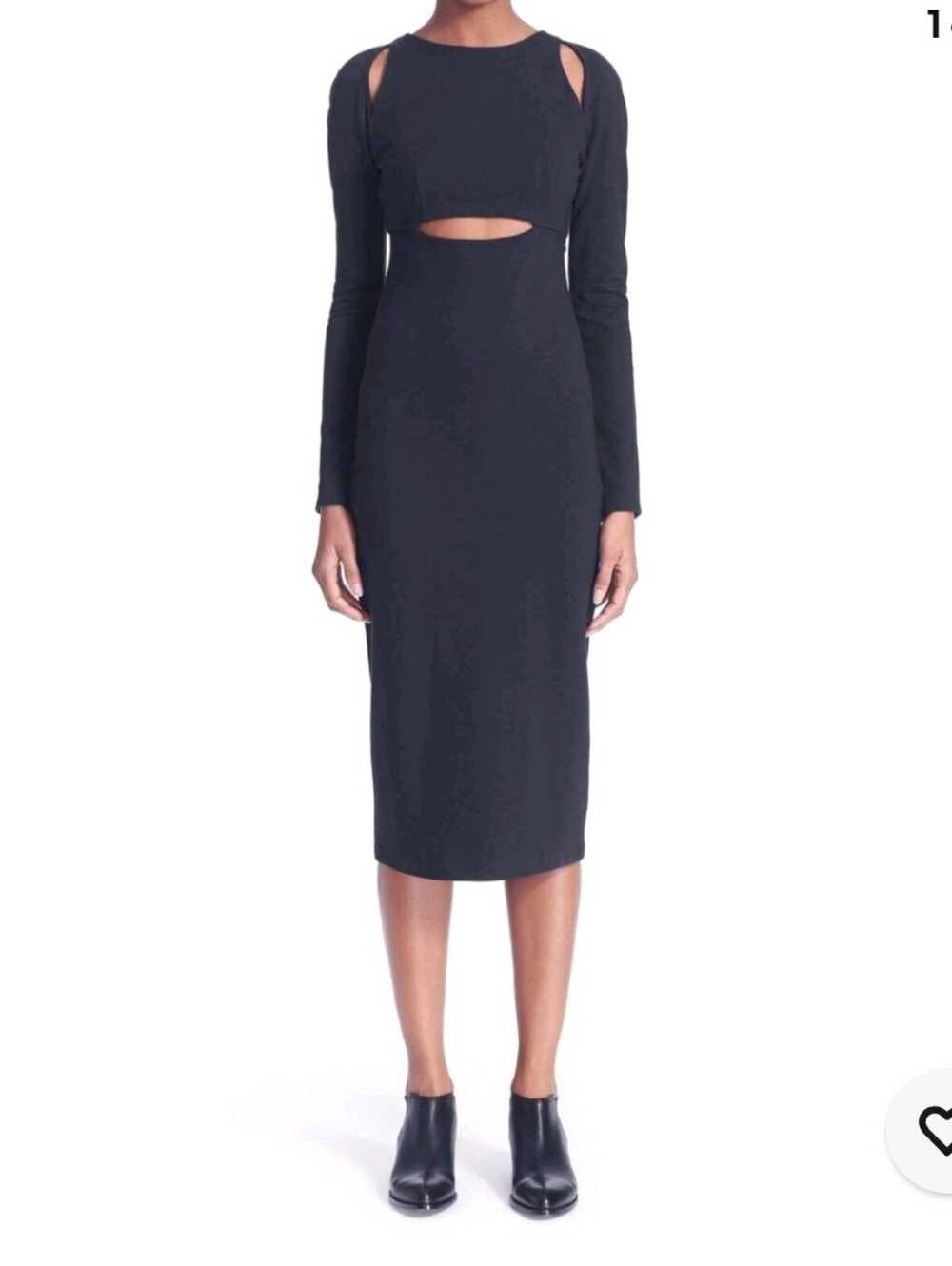T by Alexander Wang Black Cutout Ponte Midi Dress Size Medium